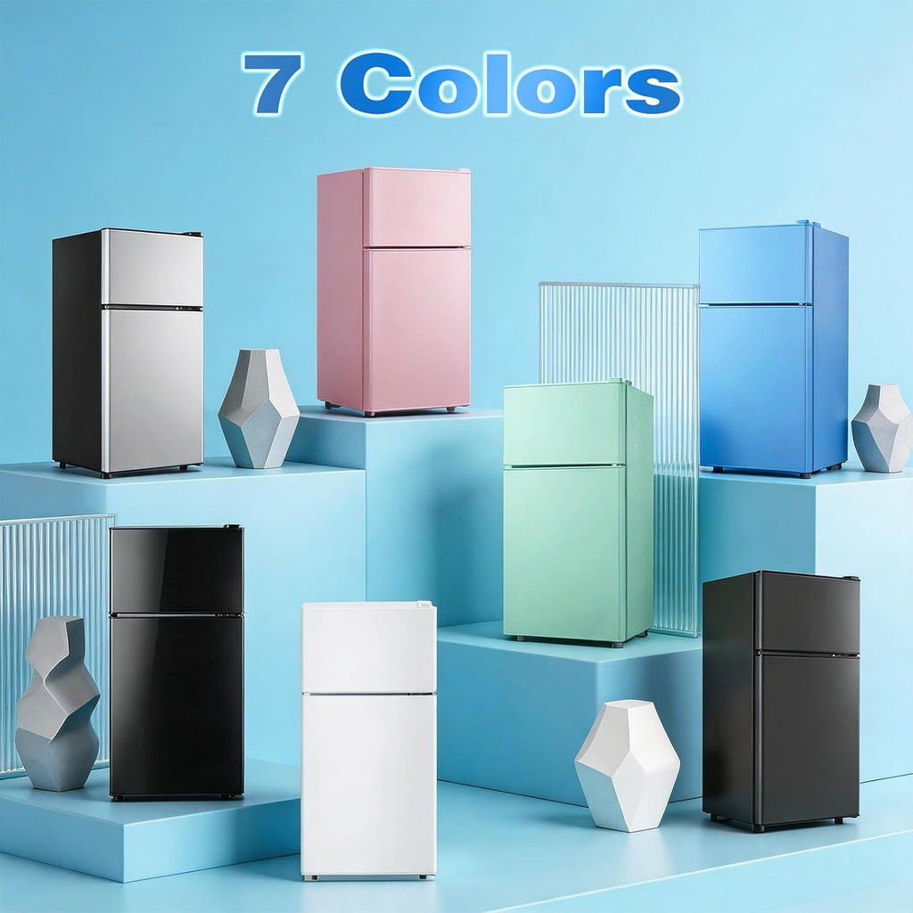 DEMULLER 2.4 Cu.Ft Small Refrigerator with Freezer Mini Fridge Removable Plastic Shelves Ideal for Apartment, Dormitory, Baby Pink