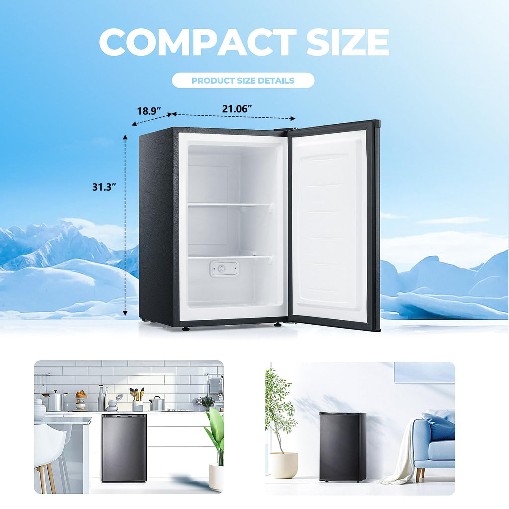 Electactic 3.2 Cu.ft Small Freezer, Mini Upright Freezer, White