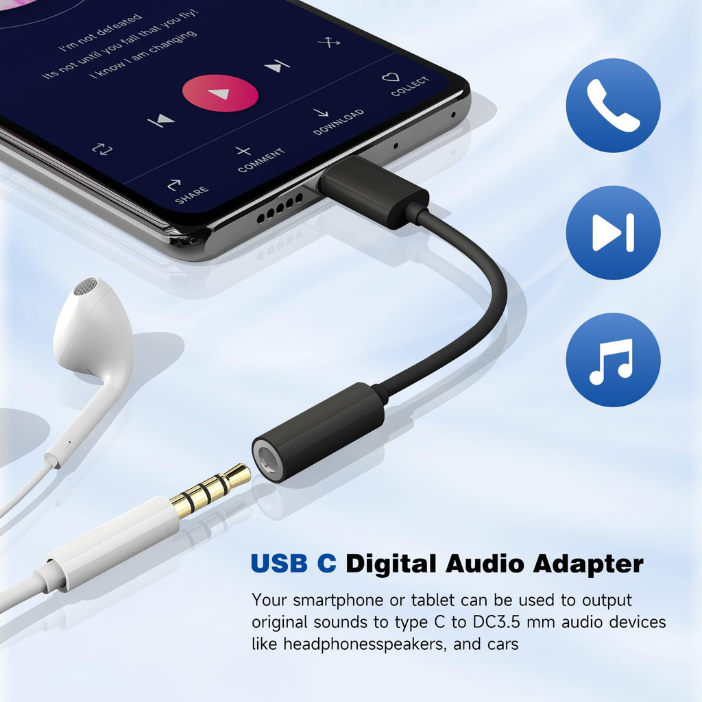 Htrenc USB C to 3.5mm Headphone Jack Adapter, 2 Pack