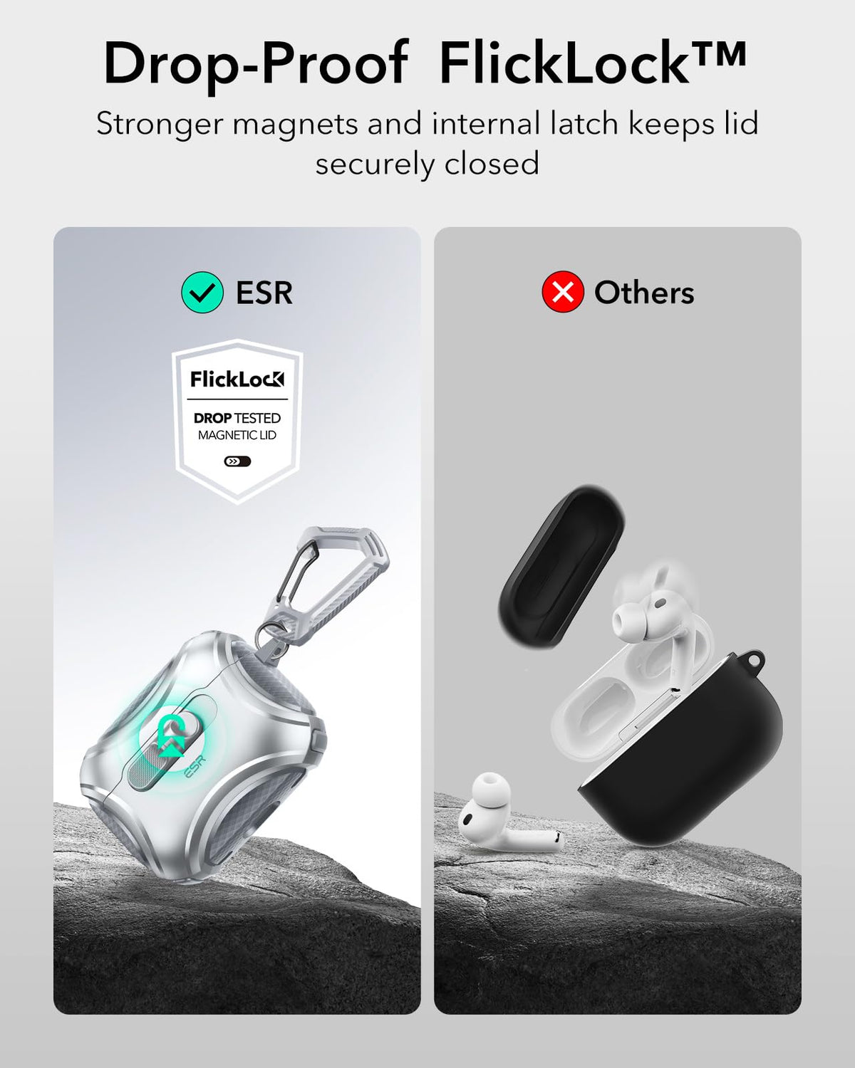 ESR for AirPods 5/4 Case, Compatible with MagSafe, Drop-Proof Lock, Black