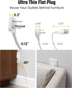 SUPERDANNY 15Ft Extension Cord with Multiple Outlets, Flat Plug Power Strip
