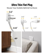 SUPERDANNY 15Ft Extension Cord with Multiple Outlets, Flat Plug Power Strip