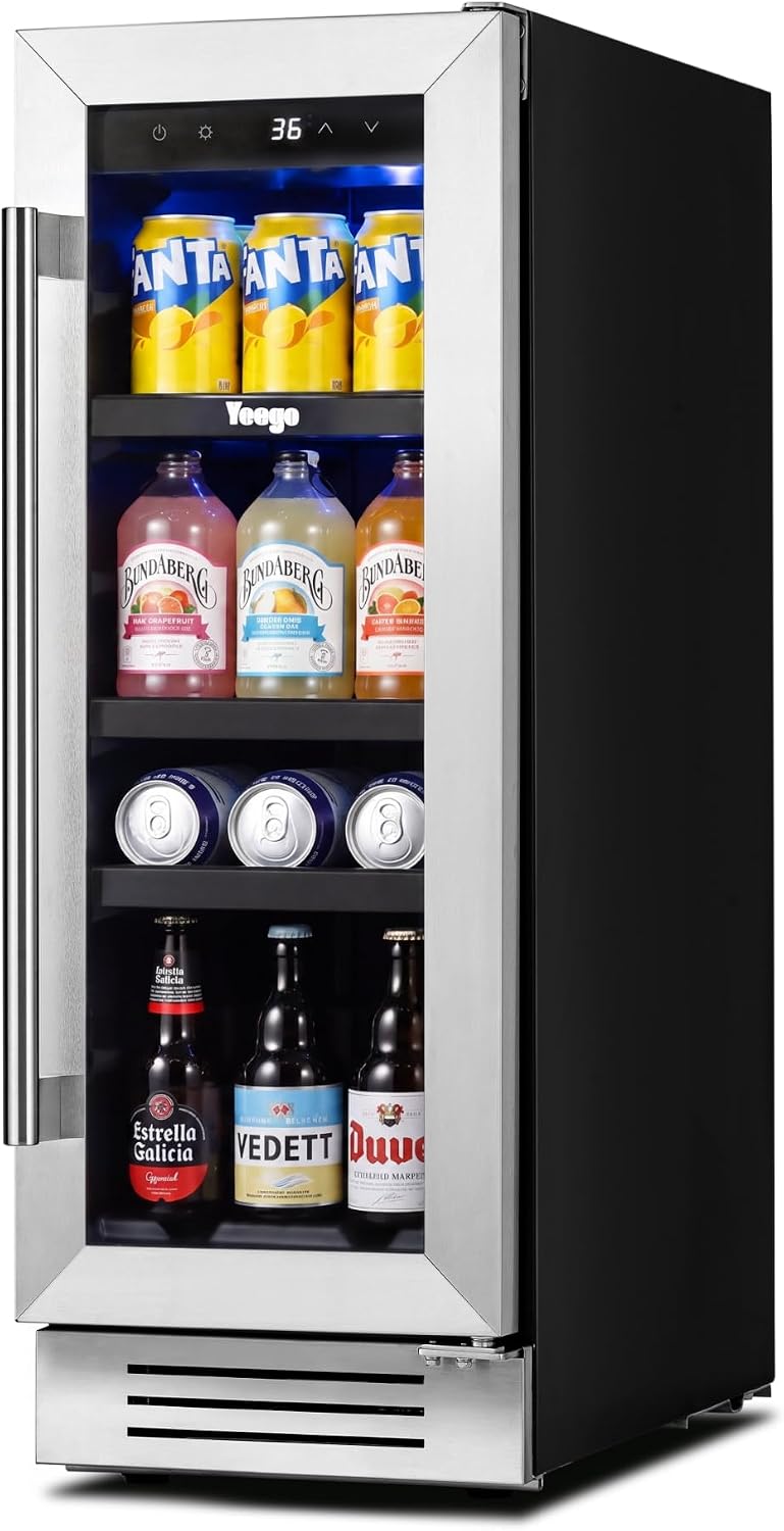 Yeego 12 Inch Beverage Refrigerator – 60 Cans Drink Fridge (Right-Hinged)