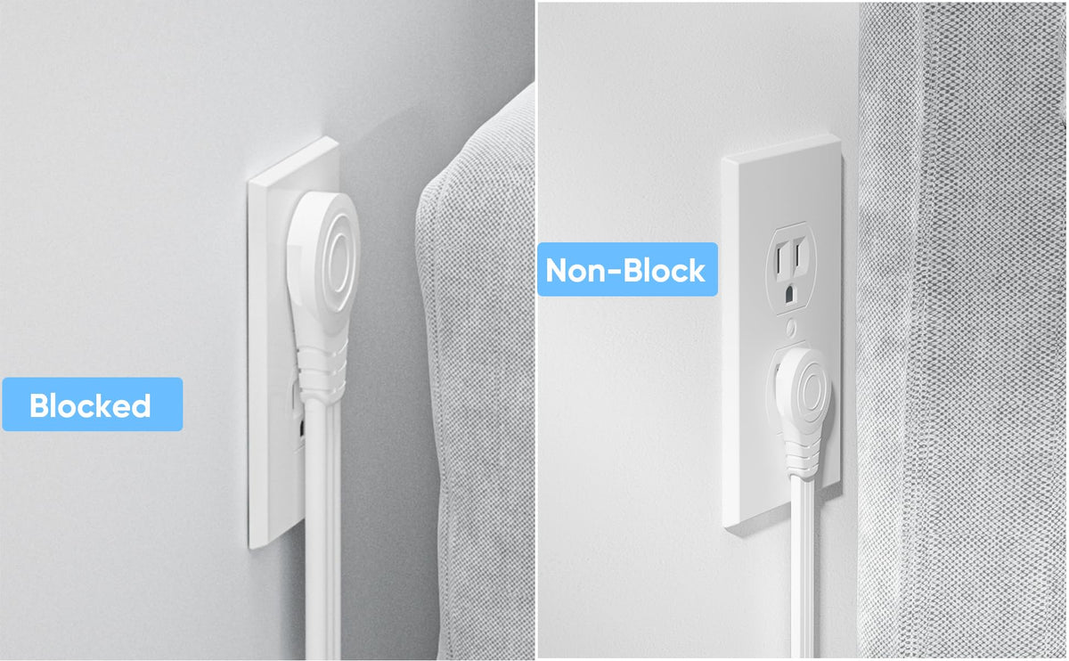 Olcorife Flat Plug Power Strip with 15 FT Extension Cord, 6 Outlets 3 USB Ports(1 USB C), 3 Sided Outlet Extender for Home Office Travel Dorm Room Essentials, White