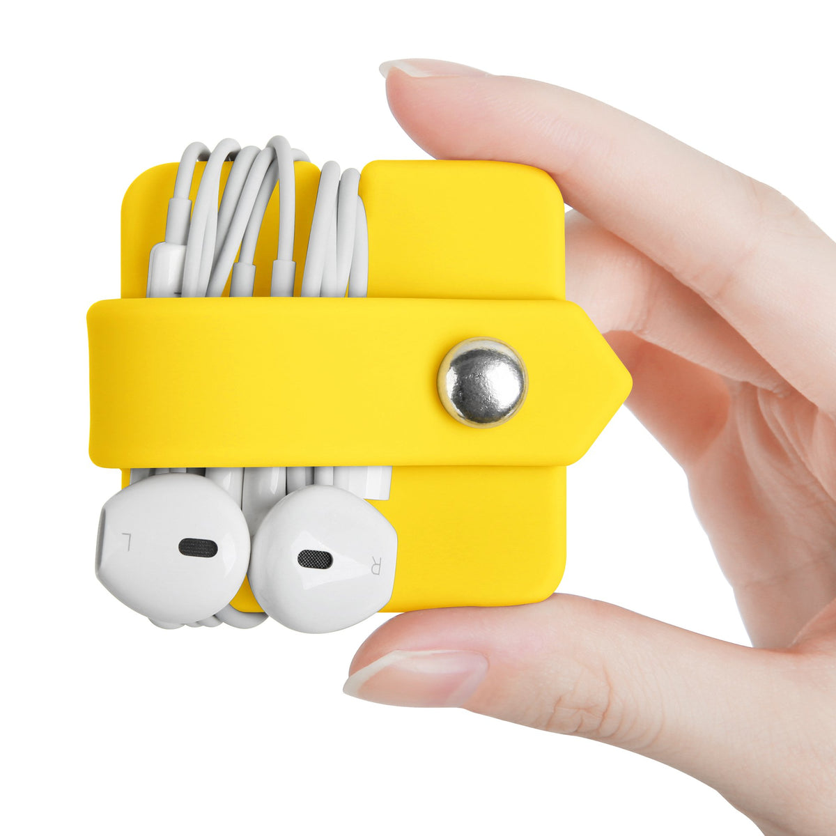 Portable Electronic Device Cover Cord Organizer for Earphones, Yellow