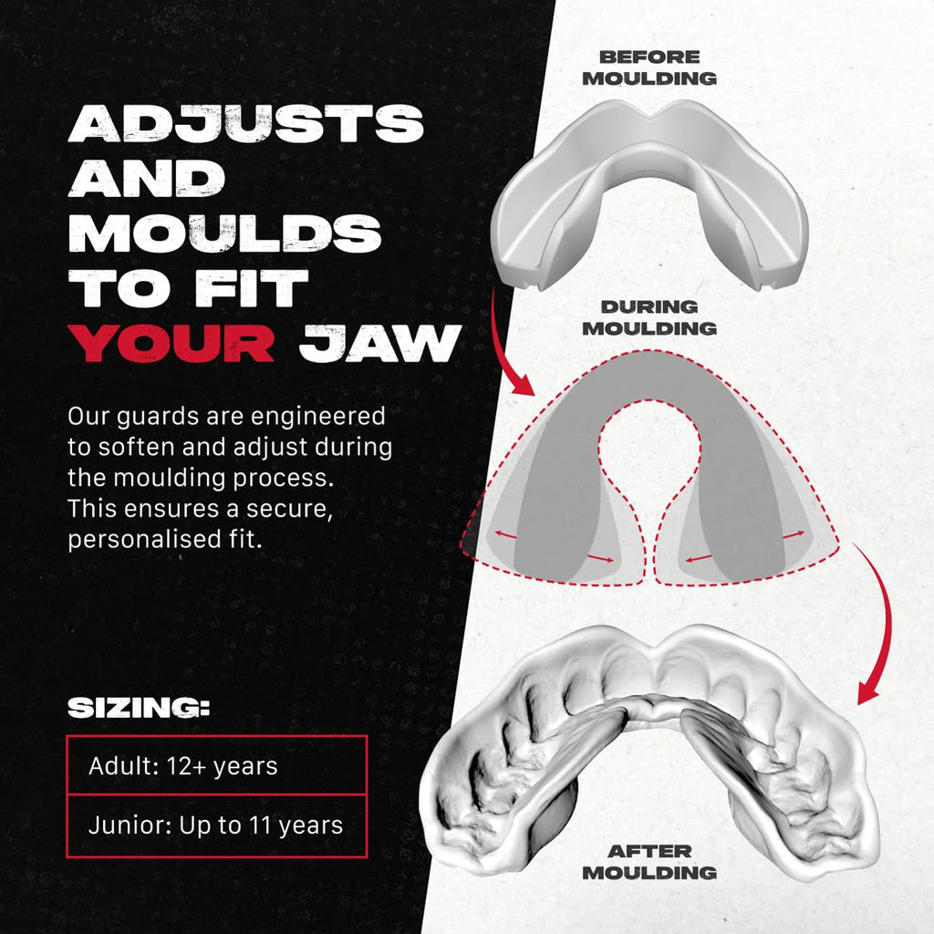 SAFEJAWZ Mouth Guard, Adult & Junior Dual Layer Gum Shield with Case
