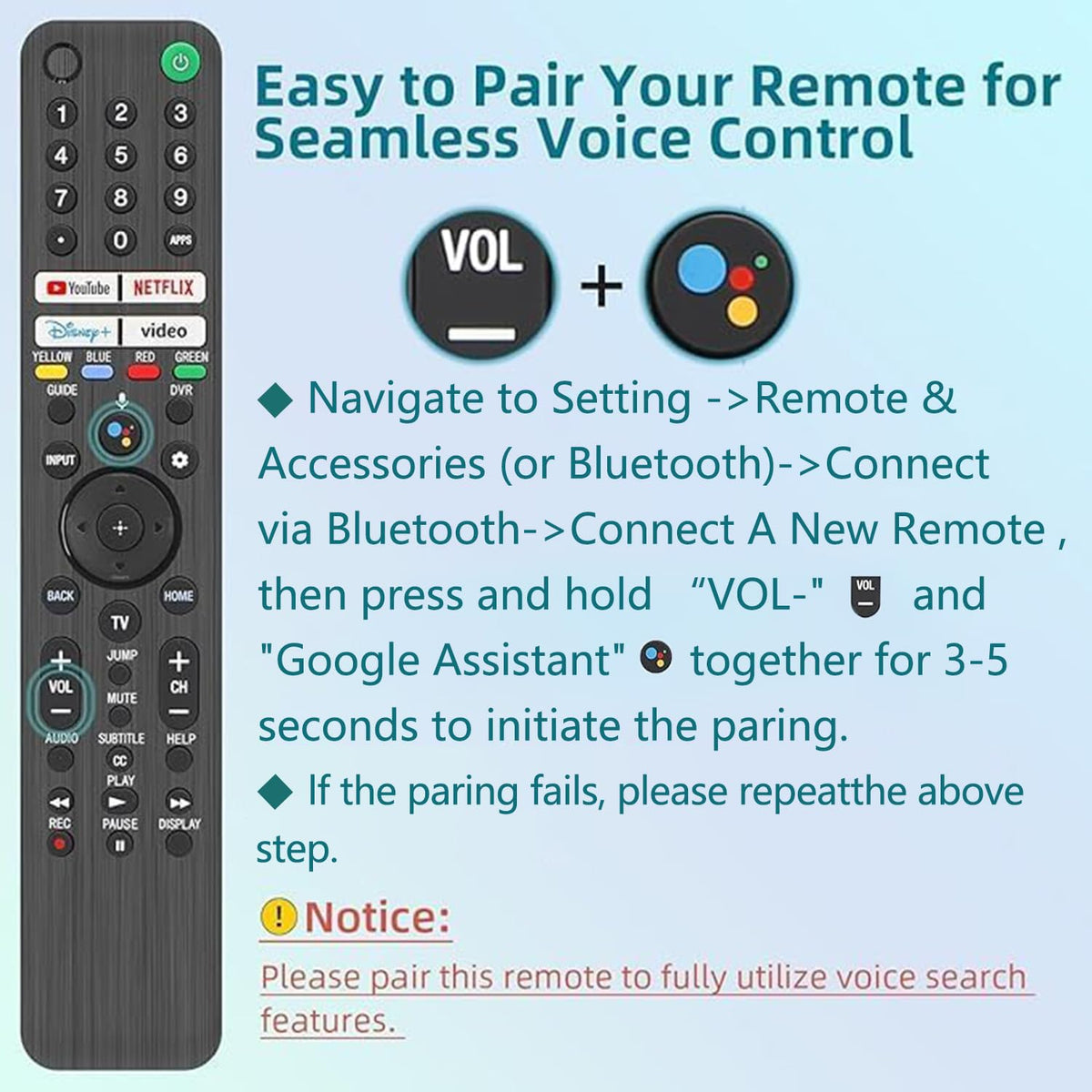Rechargeable TV Remote for Samsung Smart TVs, Replacement for All 2019-2026 Samsung TV Remote Control with Voice Control. USB-C Fast Charging. Solar Charging. 2-Year Warranty.