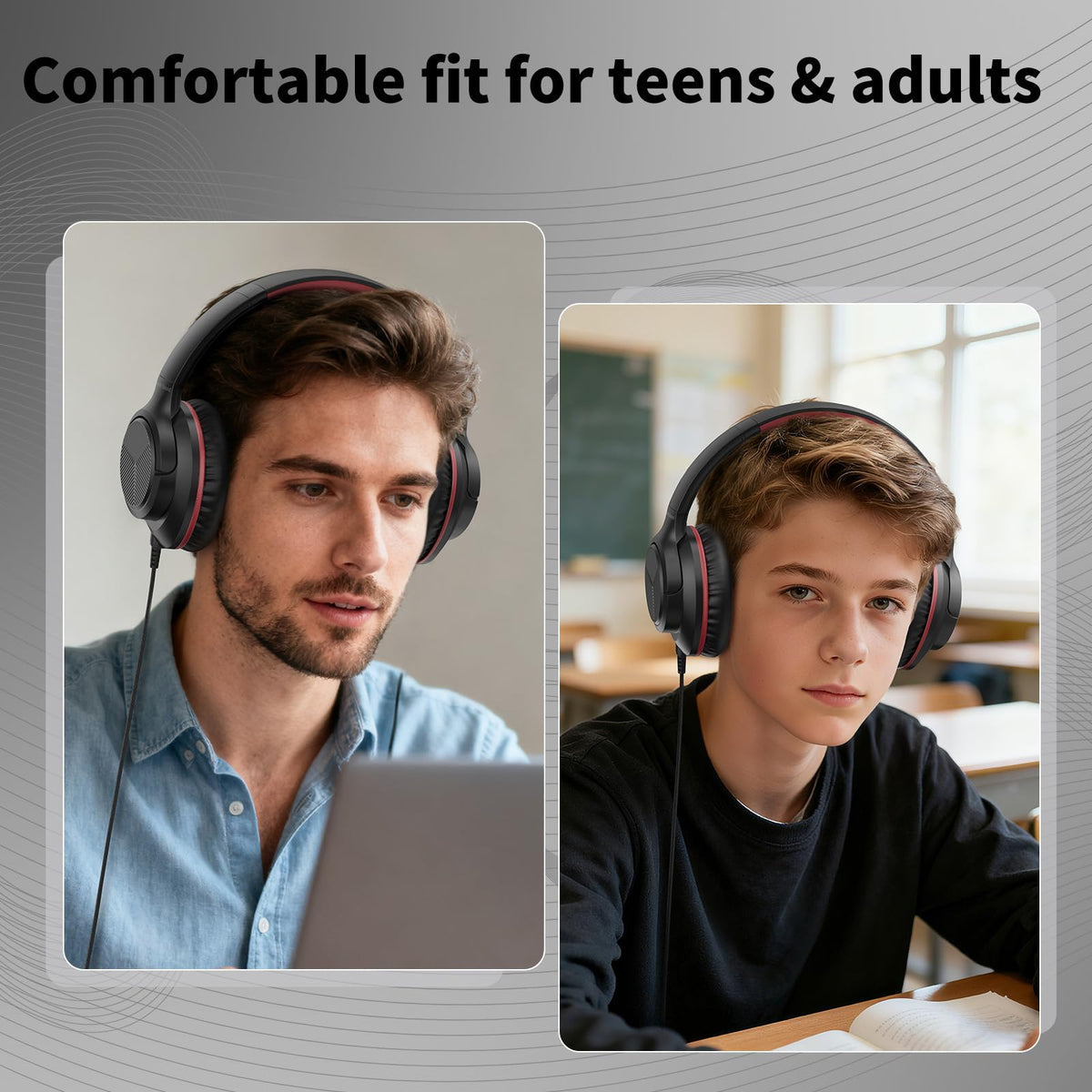 Botesty Sound Headphones Wired with Mic for School, 3.5mm Plug in, Purple