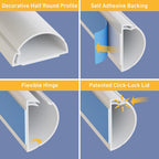 D-Line 157in Cord Cover Kit, Self-Adhesive Wire Hiders, Paintable Cable Raceway to Hide Wires on Wall, Electrical Cable Management - 10x 15.7 Lengths & 19 Accessories - 1.18" (W) x 0.59" (H) - Beige