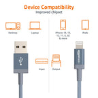 Amazon Basics USB to Lightning Cable, Nylon Braided Charger for iPhone 14 13 12 11 X iPad, 0.9 m, Silver