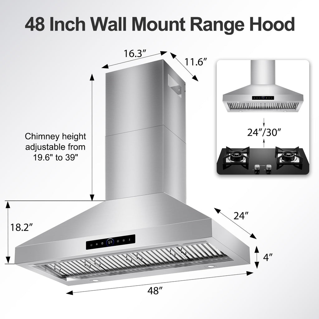 42 inch Range Hood Under Cabinet 1200 CFM Stainless Steel Stove Vent Hoods