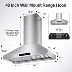 42 inch Range Hood Under Cabinet 1200 CFM Stainless Steel Stove Vent Hoods