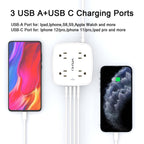6 Ft Surge Protector Power Strip - YISHU 8 Widely Outlets with 4 USB Ports, 3 Side Outlet Extender with 6 Feet Flat Extension Cord, Ultra Flat Plug, Wall Mount, Desk USB Charging Station, ETL, Black