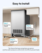 EUHOMY 15" Under Counter Ice Maker, 90lbs/24H, 24lb Bin, Gravity Drainage