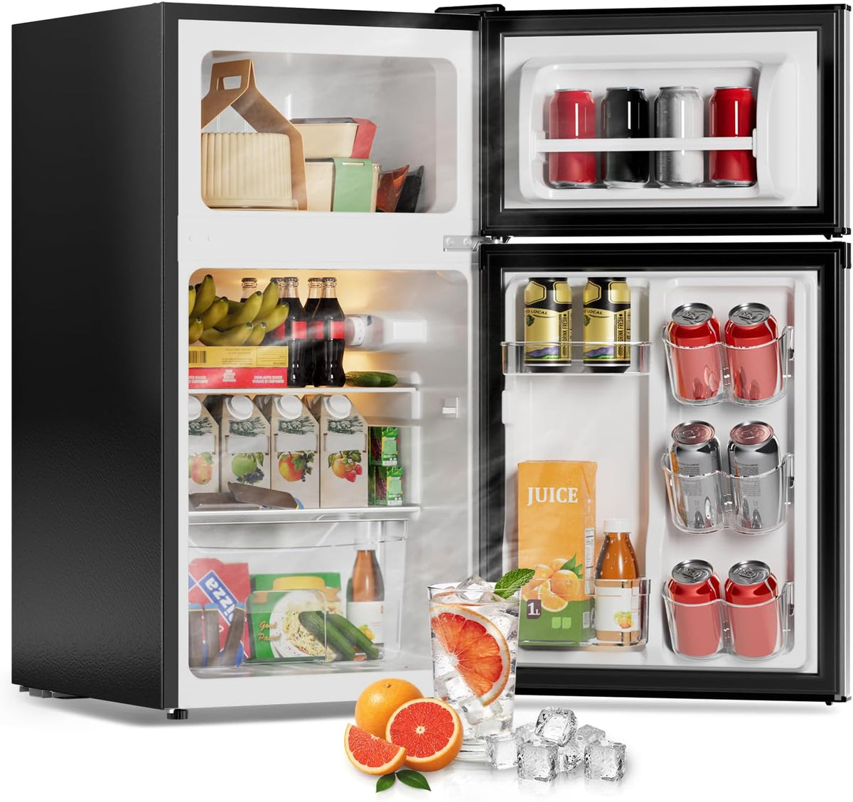3.2 Cu Ft Mini Fridge with Freezer, Single Door Upright Freezer