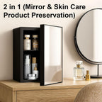 DOGHLY 0.95 Cu.Ft Mini Fridge Mirror Door for Beverages & Skincare, 24 Cans