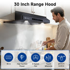 AMZCHEF 30" Under Cabinet Range Hood, 750CFM Stainless Steel Vent Hood