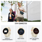 Garmin vívoactive 6, 42mm GPS smartwatch, AMOLED touchscreen, all-day health monitoring, personalised fitness features, advanced sleep coaching, Music, up to 11 days battery life, Bone/Lunar Gold