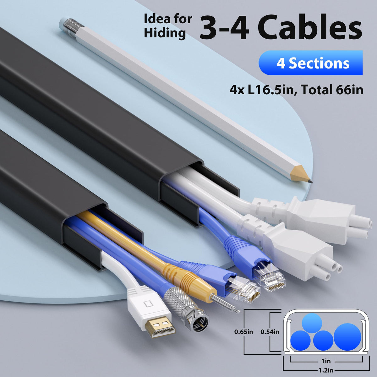 ZhiYo 43" Cord Covers for Wires on Wall, Beige Cord Hider, 0.7" W x 0.4" H