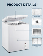 7.0 Cu Ft Chest Freezer - Energy Saving Quiet Top Open Door Mini Freezer Adjustable 6 Thermostat - Compact Small Deep Freezer w/Removable Basket and Defrost Water Drain for Home/Apartment/Garage