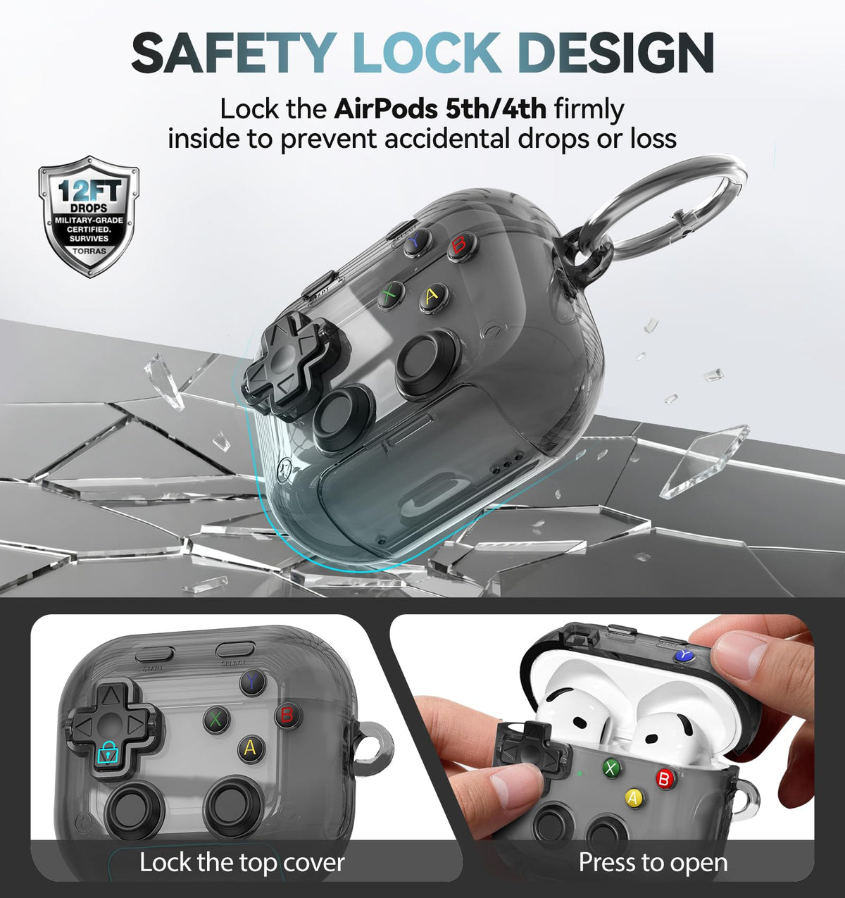 for AirPods Pro 3 Case Cover 2025 with Safety Lock-Clear White