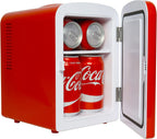 Coca-Cola 4L Mini Fridge, 6 Can, Classic Bottle Design, Red