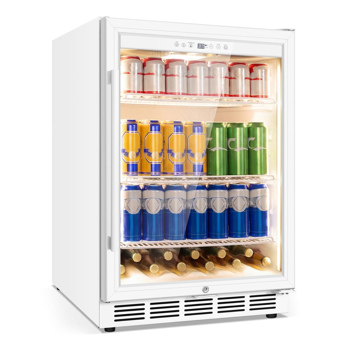 24" Dual Zone Wine and Beverage Refrigerator, Under Counter with Glass Door