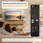 Replacement for Samsung TV Remote, for All 2019-2026 Samsung Remote Control for Smart TV with Voice Control. 2-Year Full Warranty.