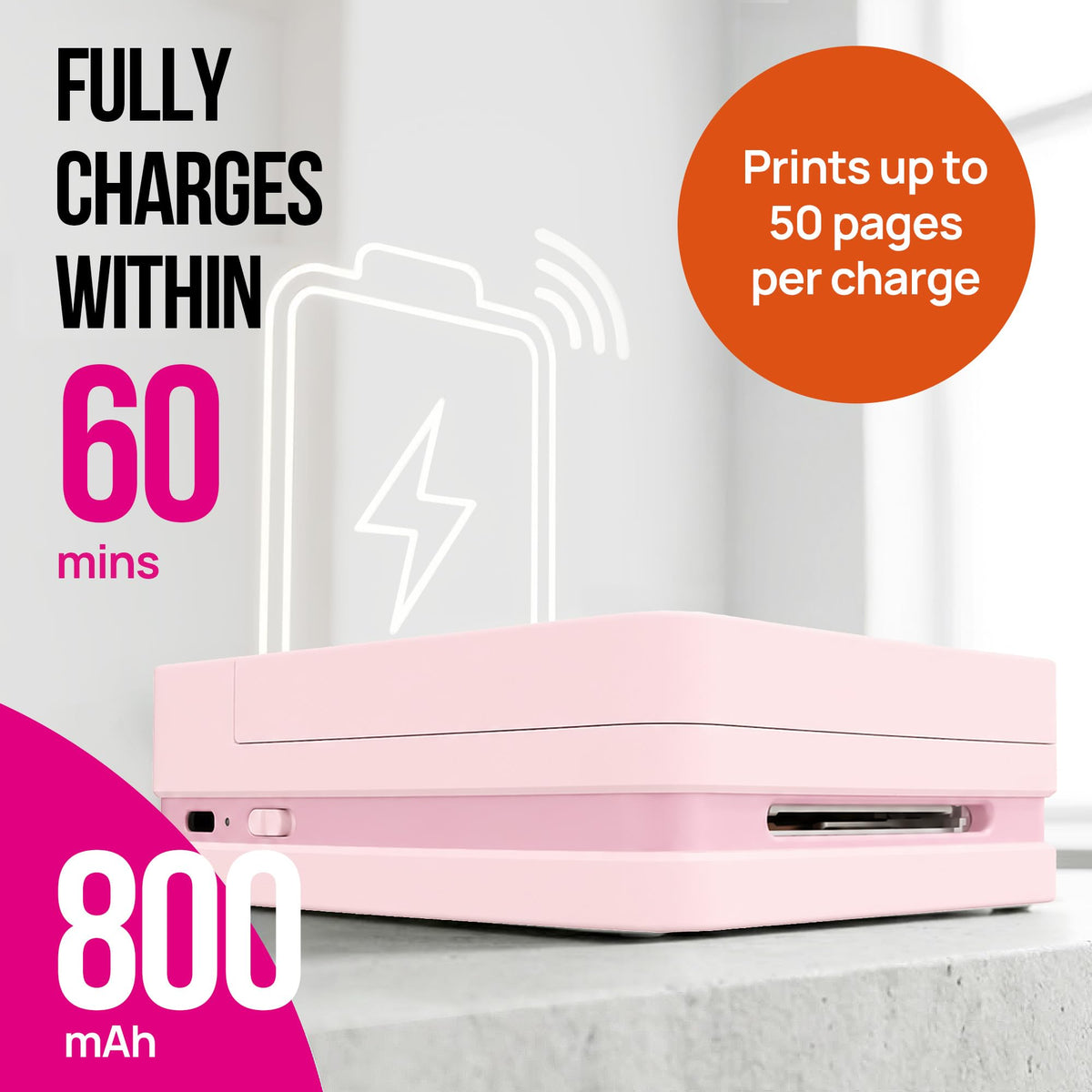Nelko PP01 2x3 Portable Photo Printer with 20 Sheets, White