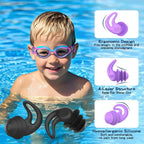 Swimming Ear Plugs for Kids,4 Pairs Reusable Silicone Ear Plugs Swimming