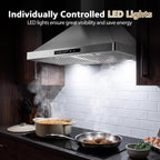 Wall Mount Range Hood 30 inch, 900 CFM Stainless Steel Kitchen Hood