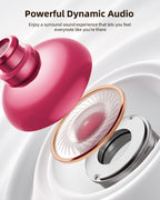 PocBuds Bluetooth Headphones Wireless Earbuds 80hrs Playtime Wireless Charging Case Digital Display Sports Ear Buds with Earhook Deep Bass IPX7 Waterproof Over-Ear Earphones for TV Phone Laptop Pink