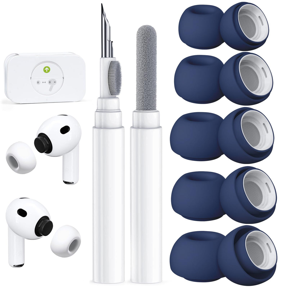 5 Pairs Replacement Ear Tips for AirPods Pro 3 (White)