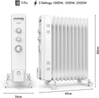 VonHaus Oil Filled Radiator 11 Fins – 2500W, 3 Heat Settings, 24 Hour Timer
