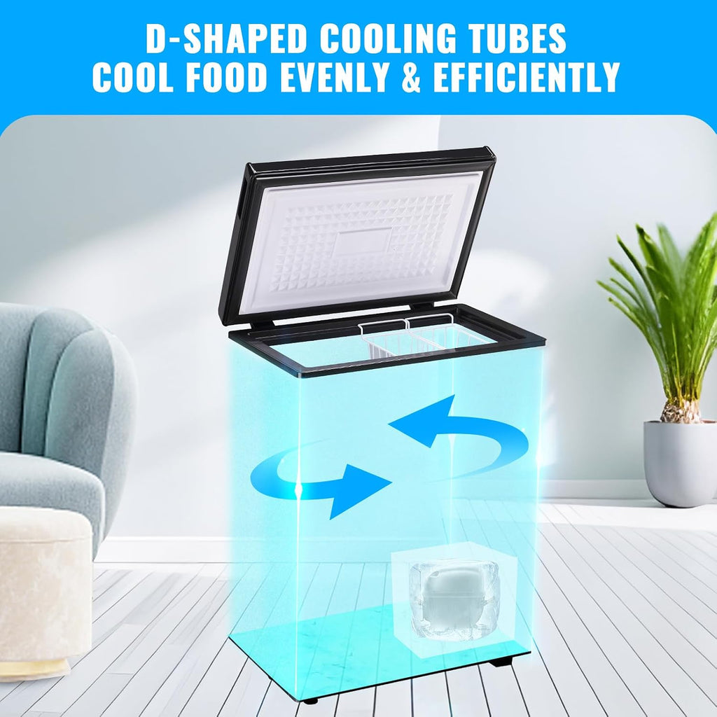 Mini Chest Freezer Compact Deep Freezing Machine with Electronic Temperature Control (Accurate to 1 ℉) Freestanding Small Freezer with 2 Removable Storage Baskets Black