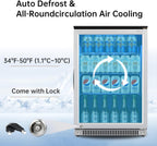 Weili 20 Inch Under Counter Beverage Refrigerator with Glass Door, 120 Can