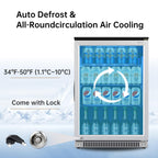 Weili 20 Inch Under Counter Beverage Refrigerator with Glass Door, 120 Can