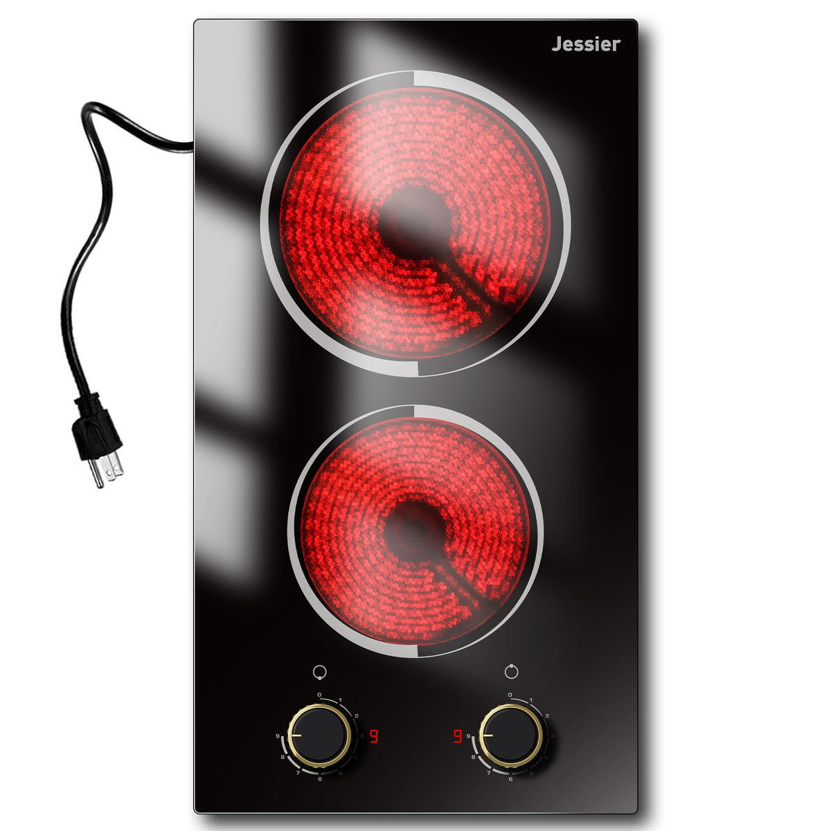 2 Burner Electric Cooktop 110V 2000W Countertop or Built-in