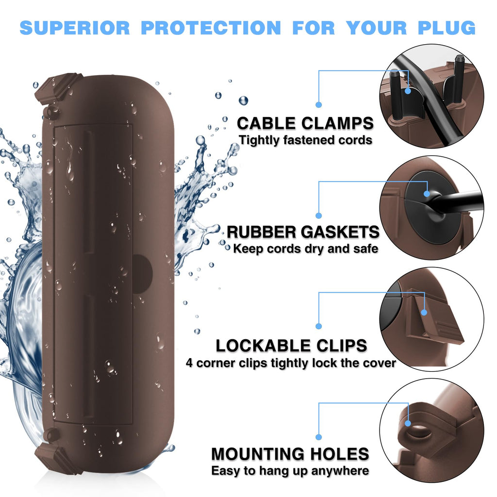 [3 Pack] Flemoon Outdoor Extension Cord Safety Cover with Waterproof Seal