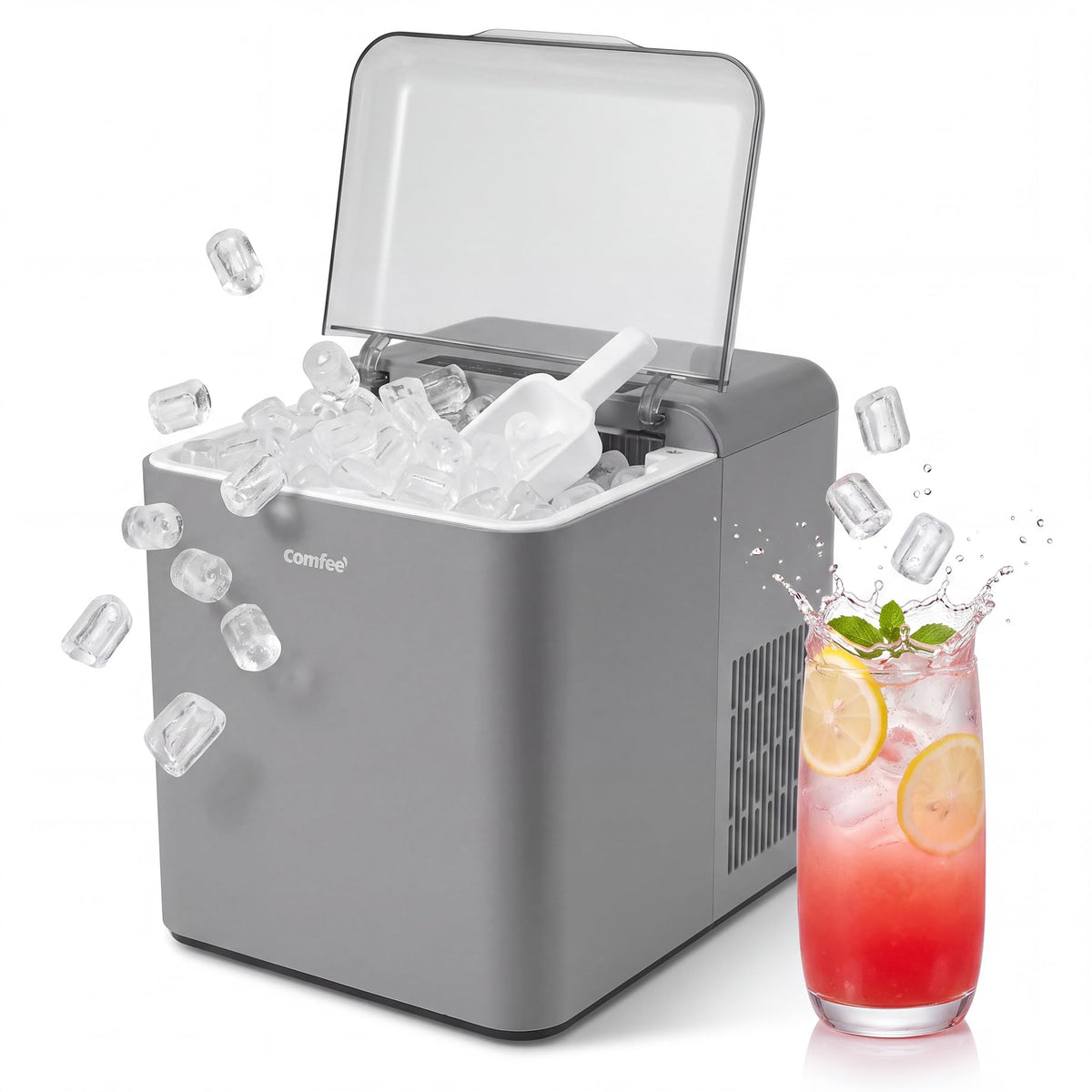 Comfee 33lbs Countertop Bullet Ice Maker, Self-Cleaning, with Ice Scoop