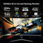 SANSUI 24 Inch Gaming Monitor 200Hz 1Ms FreeSync HDR 110% sRGB FHD 1080P Computer Monitor HDMI DP Ports Eye Care Frameless VESA Mount Cable Management(ES-G24F4L HDMI Cable Included)