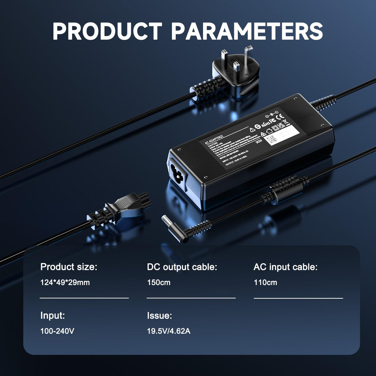 65W Laptop Charger Compatible With HP Pavilion EliteBook ProBook Series