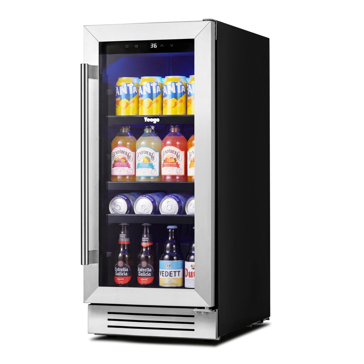 Yeego 12 Inch Beverage Refrigerator – 60 Cans Drink Fridge (Right-Hinged)