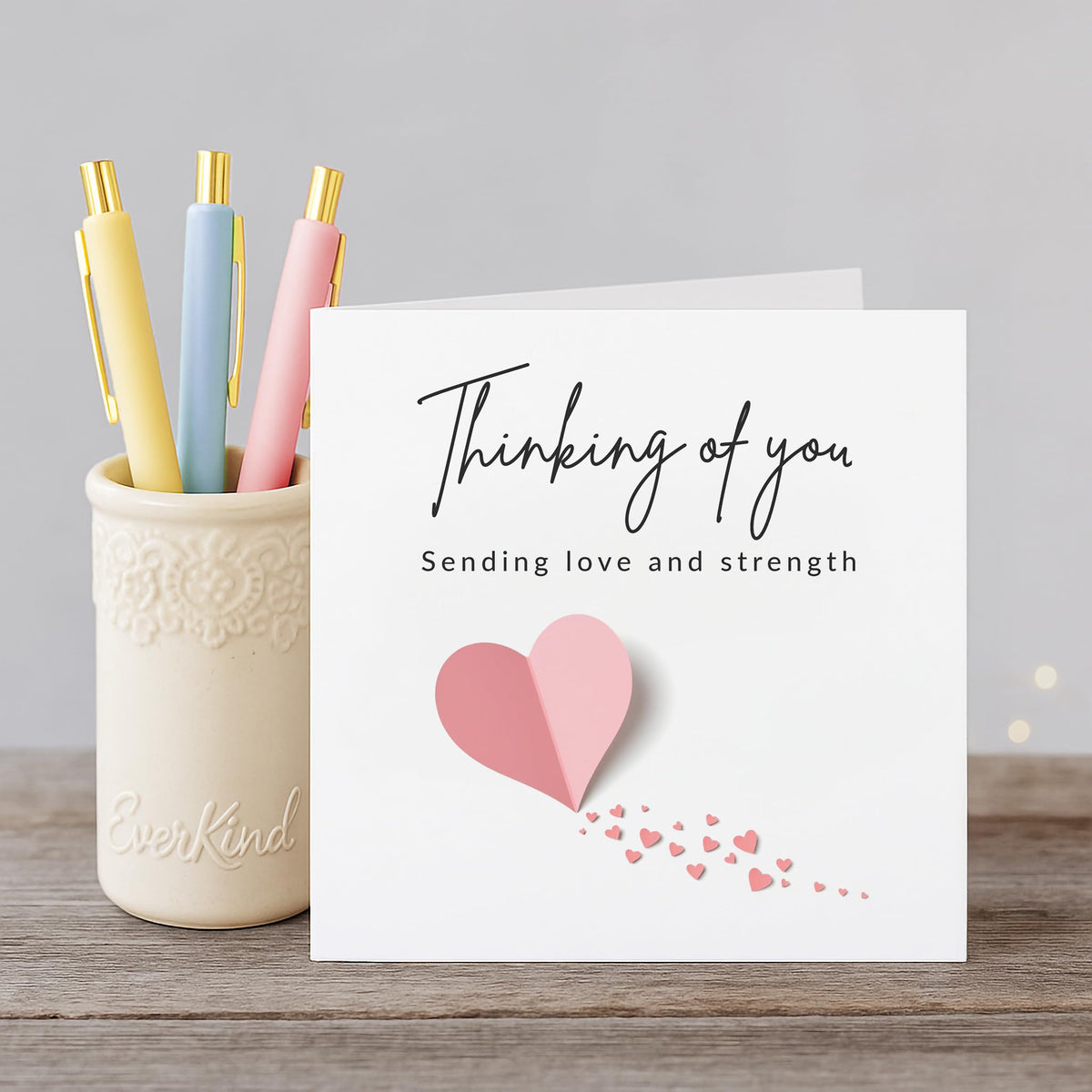Thinking of You Card – Paper Hearts Design | Encouragement and Support Card for Friend, Family or Colleague | Comfort for Grief, Tough Times or Just Because | Blank Inside | Eco Packaging