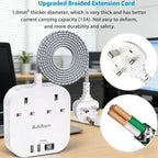 Extension Lead, Power Strips with 2 Way Outlets 4(4.5A, 2 Type C & 2 USB-A)