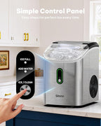 Silonn Nugget Ice Maker Countertop, Pellet Ice Machine with Self-Cleaning Function, Sonic Ice Maker Produces 36lbs of Chewable Ice in 24 Hours, Ideal for Home Kitchen and Office (Stainless Steel)