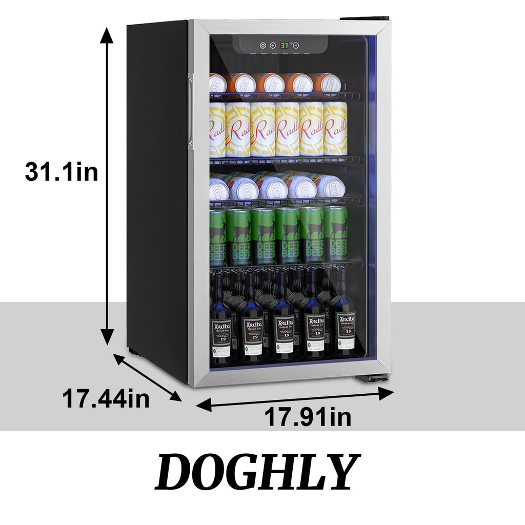 DOGHLY 0.95 Cu.Ft Mini Fridge Mirror Door for Beverages & Skincare, 24 Cans
