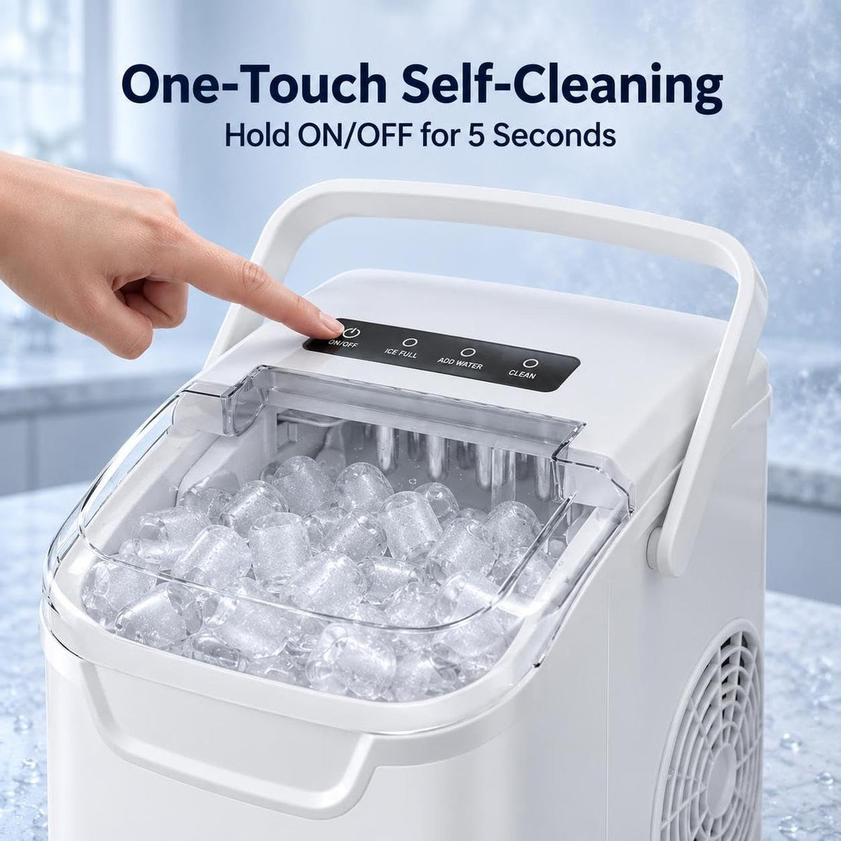 Electactic Portable Ice Maker Countertop,8 Bullet Ice in 6 Mins,2 Ice Size
