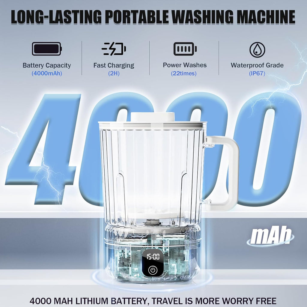 Underwear Washing Machine, Upgrade 2.5L Mini Portable Washing Machine, Mini Washer Deep Cleans Small Clothes for Apartment, Dorm, RV, Travel & Hotel Use (White)