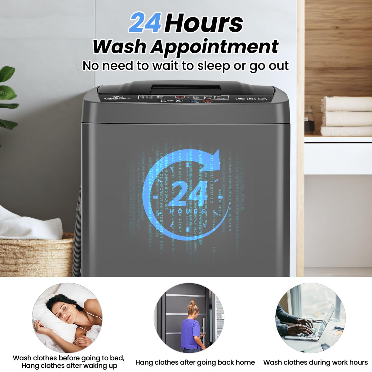 Nictemaw 2.8 Cu.ft. Portable Washer with Drain Pump, 20 lbs Capacity